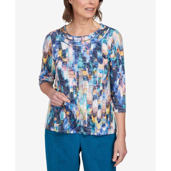 Women's Classics Triple Ring Embroidered Brushstroke Top