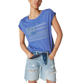 Women's Cotton Embroidered Bandana Flag T-Shirt