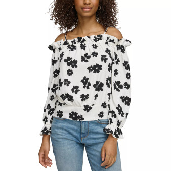 Women's Floral-Print Off-The-Shoulder Top