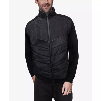 Men's Sherpa Lined Mixed Media Knit Sweater