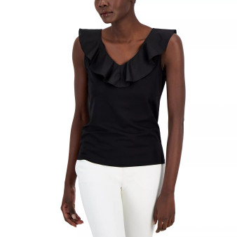 Women's Ruffled Double V Flounce Top