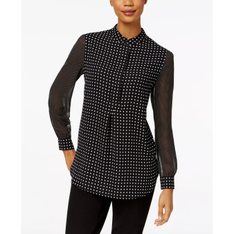 Sheer Dot-Print Blouse