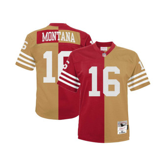 Men's Joe Montana Scarlet, Gold San Francisco 49ers Big and Tall Split Legacy Retired Player Replica Jersey