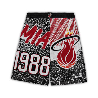 Men's Black Miami Heat Big and Tall Hardwood Classics Jumbotron Shorts