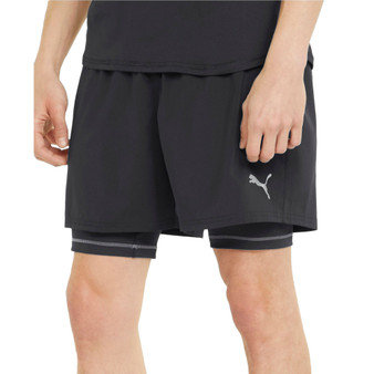 Men's Two-in-One Woven Logo Running Shorts