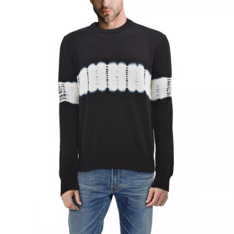 Men's Horizontal Tie Dye Crew Neck Sweater