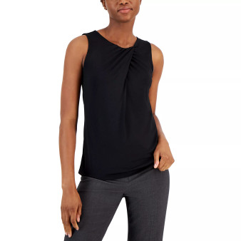 Women's Sleeveless Pleat-Neck Top