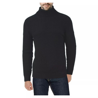 Men's Ribbed Pattern Turtleneck Sweater