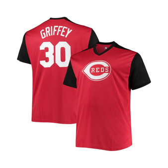Men's Ken Griffey Jr. Red, Black Cincinnati Reds Cooperstown Collection Big and Tall Replica Player Jersey