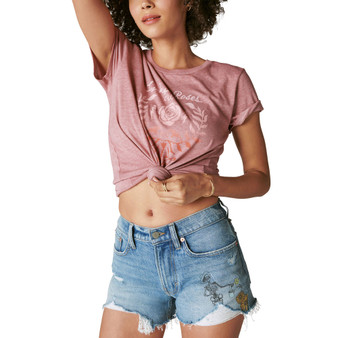 Jeans Women's Lucky Roses Classic Cotton Crewneck T-Shirt