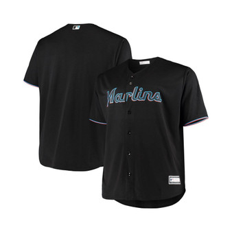Men's Black Miami Marlins Big and Tall Replica Team Jersey