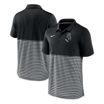 Men's Black-Gray Chicago White Sox Home Plate Striped Polo