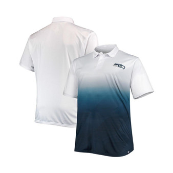 Men's White, College Navy Seattle Seahawks Big and Tall Fade Polo Shirt