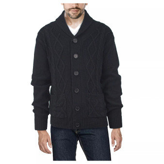 Men's Shawl Collar Cable Knit Cardigan