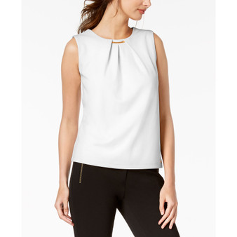 Embellished Pleated Sleeveless Top