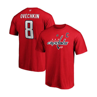 Men's Alexander Ovechkin Big and Tall Red Washington Capitals Team Authentic Stack Name and Number T-shirt