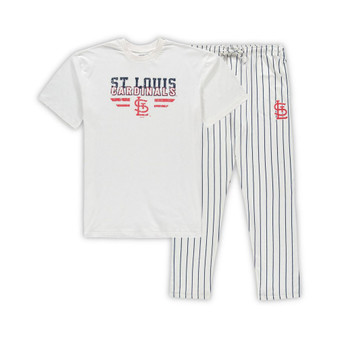 Men's White, Navy St. Louis Cardinals Big and Tall Pinstripe Sleep Set