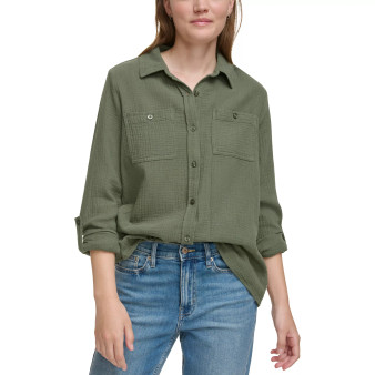 Petite Roll-Tab Shirt