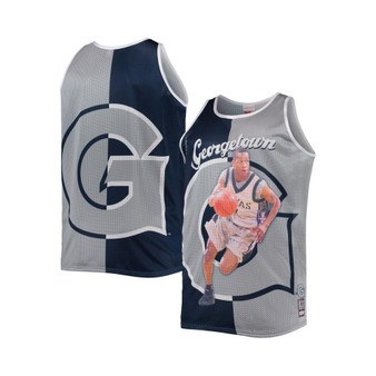 Men's Allen Iverson Navy, Gray Georgetown Hoyas Sublimated Player Big and Tall Tank Top
