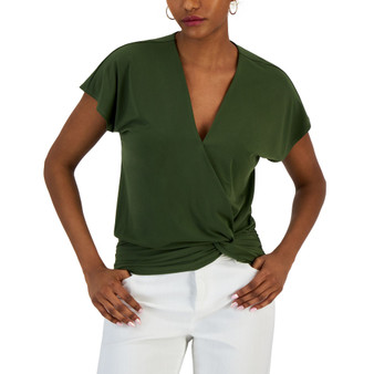 Women's Faux-Wrap Knot-Hem Top, Created for Macy's