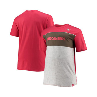 Men's Branded Red, Heathered Gray Tampa Bay Buccaneers Big and Tall Color Block T-shirt