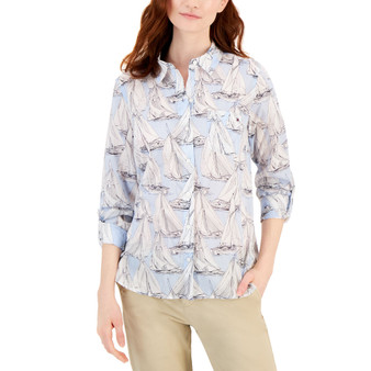 Women's Cotton Sailaway Printed Roll-Tab Shirt