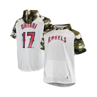 Men's Shohei Ohtani White and Camo Los Angeles Angels Big and Tall Raglan Hoodie T-shirt