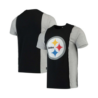 Men's Black, Gray Pittsburgh Steelers Upcycled Split T-shirt