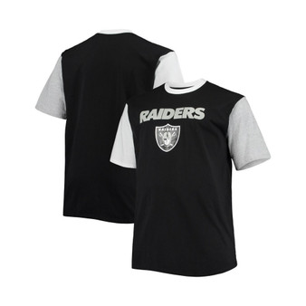 Men's Black, White Las Vegas Raiders Big and Tall Colorblocked T-shirt