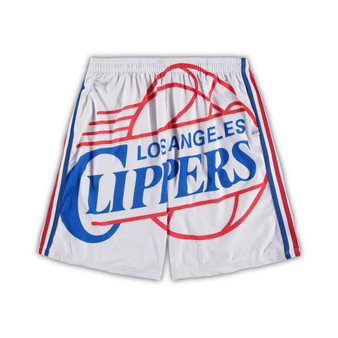 Men's White LA Clippers Big and Tall Hardwood Classics Big Face 2.0 Shorts