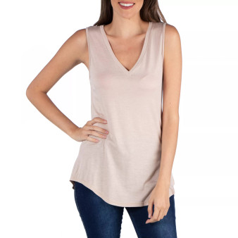 V-Neck Tunic Tank Top with Round Hemline