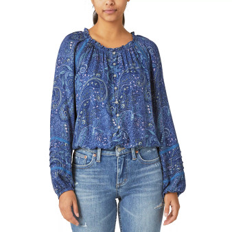 Women's Long-Sleeve Bubble-Hem Blouse