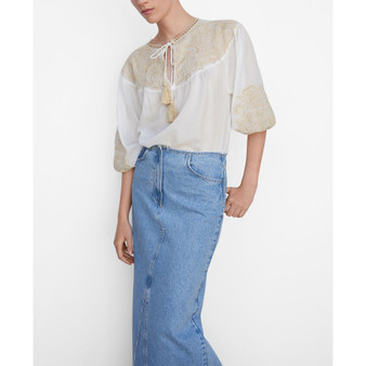 Women's Embroidered Cord Blouse