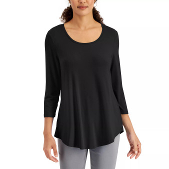 Petite 3/4-Sleeve Solid Top, Created for Macy's