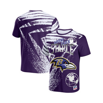 Men's NFL X Staple Purple Baltimore Ravens Team Slogan All Over Print Short Sleeve T-shirt
