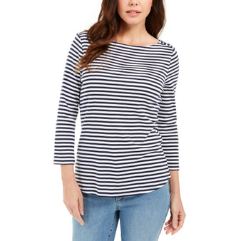 Women's 3/4-Sleeve Striped Top, Created for Macy's