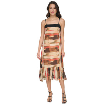 Women's Printed Sleeveless Asymmetric-Hem Dress