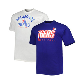 Men's Branded Royal, White Philadelphia 76ers Big and Tall Two-Pack T-shirt Set