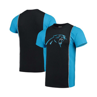 Men's Black, Blue Carolina Panthers Upcycled Split T-shirt