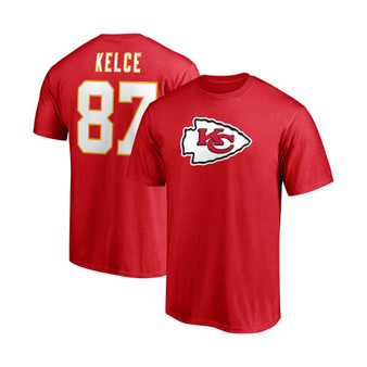 Men's Travis Kelce Red Kansas City Chiefs Player Icon Name and Number T-shirt