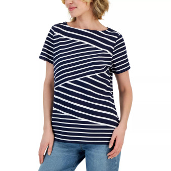 Women's Callie Stripe Short-Sleeve Top, Created for Macy's
