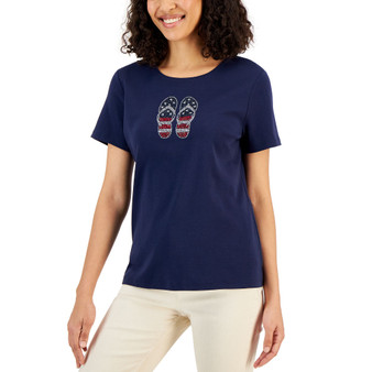 Petite Embellished Flip Flop T-Shirt, Created for Macy's