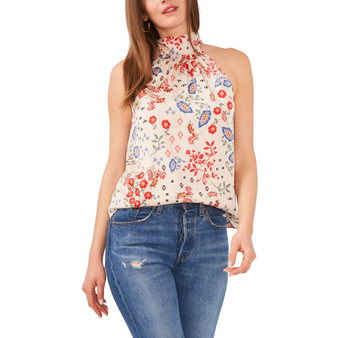 Women's Sleeveless Gathered Neck Halter Top