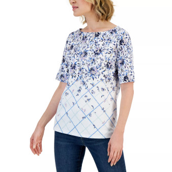 Women's Provence Placement Boat-Neck Top, Created for Macy's