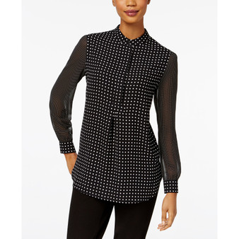 Petite Dot-Print Poet Blouse