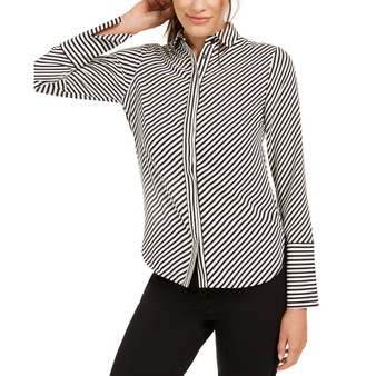 Printed Slit-Cuff Blouse