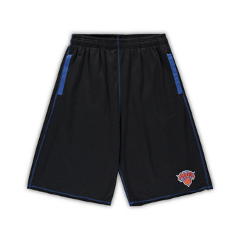 Men's Black, Blue New York Knicks Big and Tall Contrast Stitch Knit Shorts
