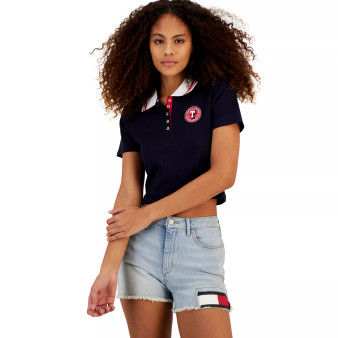 Women's Logo Patch Cropped Polo Shirt