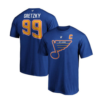 Men's Wayne Gretzky Blue St. Louis Blues Authentic Stack Retired Player Name and Number T-shirt