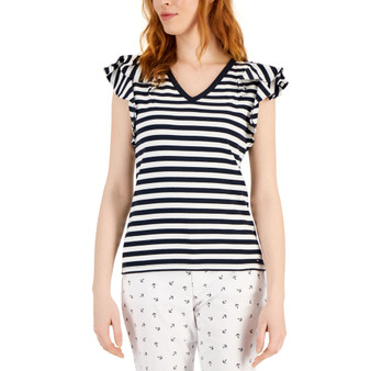 Women's Striped Ruffle Cotton Tank Top